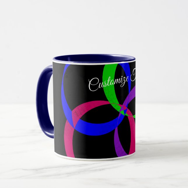 Multi Color Interchange Geometric Coffee Mug Tasse (Vorderseite Links)