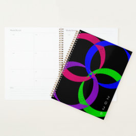 Multi Color Interchange Geometric Spiral Planner Planer