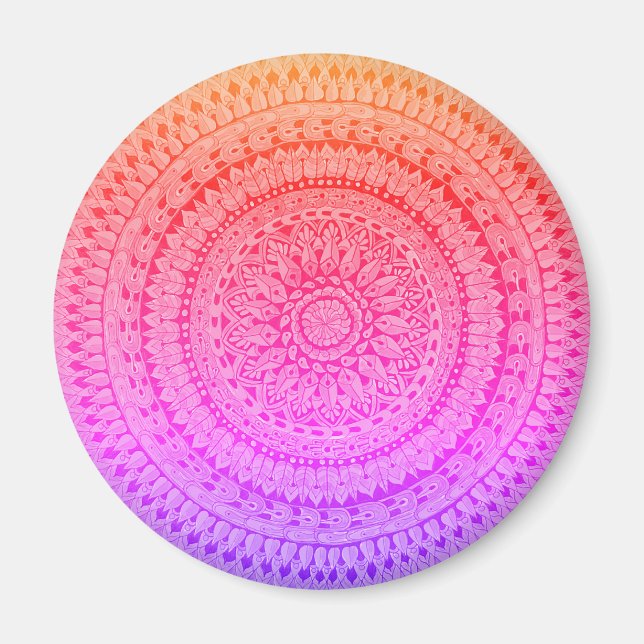 Multi-Color-Mandala Originalkunst  Magnet (Vorne)