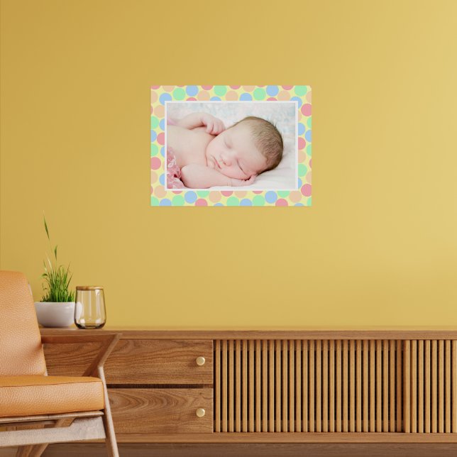 Multi-Color Pastel Dots Pattern Custom Baby Photo Poster (Wohnzimmer 2)