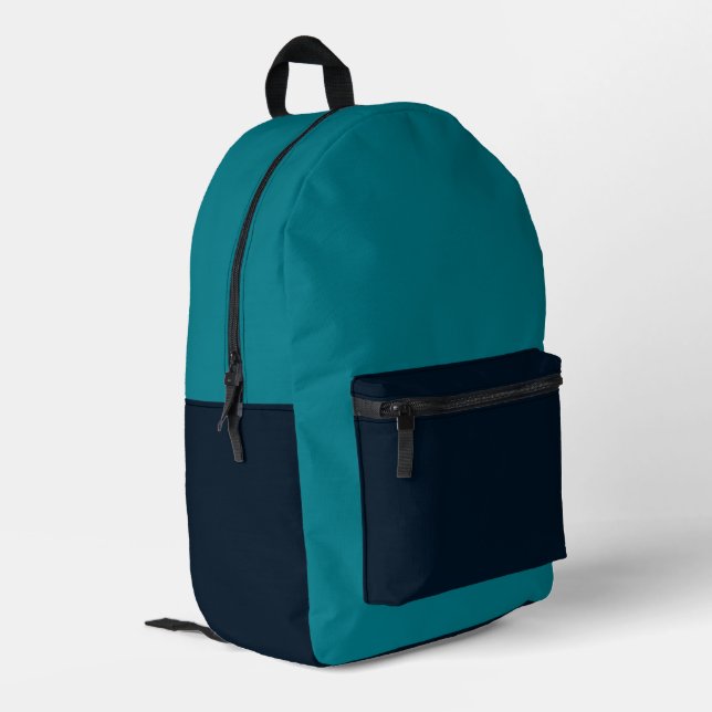 Multi-Color Teal Backpack Bedruckter Rucksack (Rückseitige Ecke links)