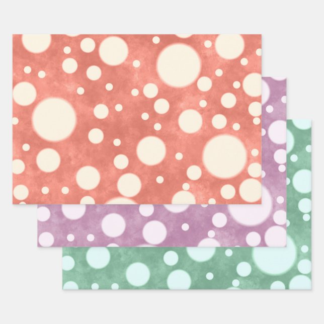 Multi-Color White Polka Dots Pattern Decoupage Geschenkpapier Set (Set)