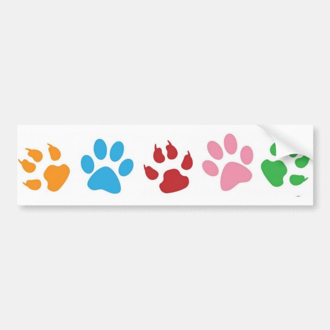 Multi-Colored Paw Prints Bumper Sticker Autoaufkleber (Vorne)