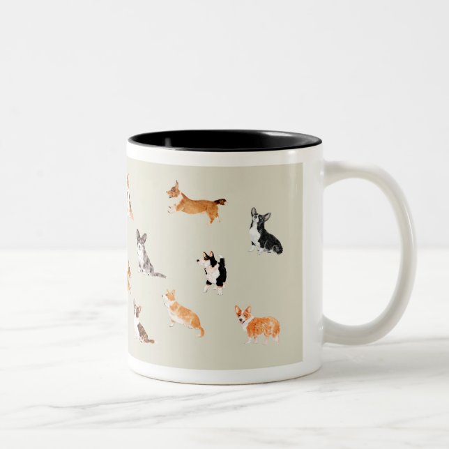 Multi-Corgi-Tasse Zweifarbige Tasse (Rechts)