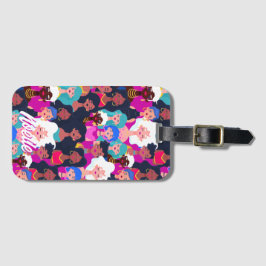 Multi-Cultural Women's Faces Pattern, Ihr Name Gepäckanhänger