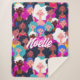 Multi-Cultural Women's Faces Pattern, Ihr Name Sherpadecke