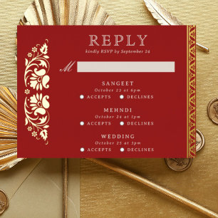 Multi Event Lotus Blume Indian Wedding RSVP Card Folie Einladungspostkarte