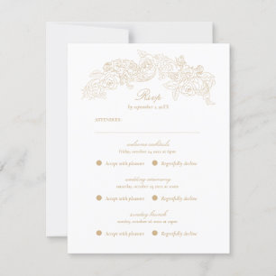 Multi-Event-Vintage-Champagner-Gold-Romantisch RSVP Karte