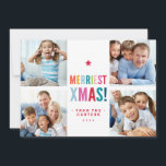 MULTI FAMILY PHOTO festive modern minimal colorful Feiertagskarte<br><div class="desc">by kat massard >>> www.simplysweetPAPERIE.com <<< Space for 4 of your favorite photos (Edit to save your photos as a square shape, before you upload them to ensure they fit perfectly in the space provided. TIPS 1. To resize / reposition the photo hit the "customise it" button. 2. You can...</div>