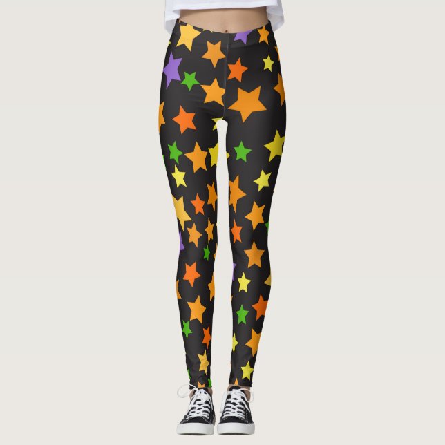 Multi Farbe hat schwarze Halloween-Leggings in der Leggings (Vorderseite)