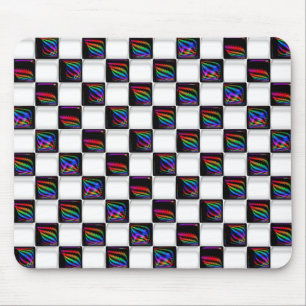Multi Farbe Techno beleuchtet Schachbrett-Muster Mousepad