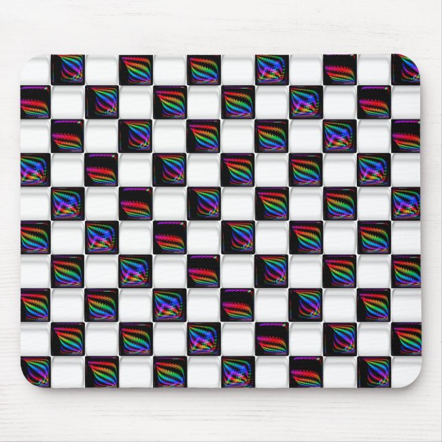 Multi Farbe Techno beleuchtet Schachbrett-Muster Mousepad (Vorne)