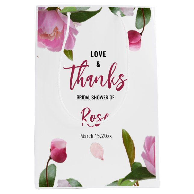 Multi Floral Brautparty Liebe & Danke Mittlere Geschenktüte (Vorderseite)