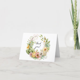 Multi Floral Watercolor Kranz Vielen Dank Dankeskarte