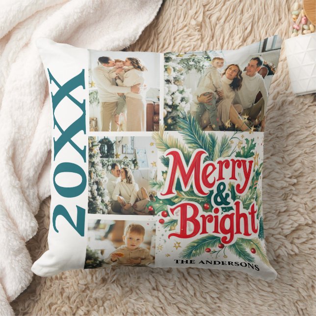 Multi-Foto0 Vintag-farbenfrohe Weihnachten Kissen (Decke)