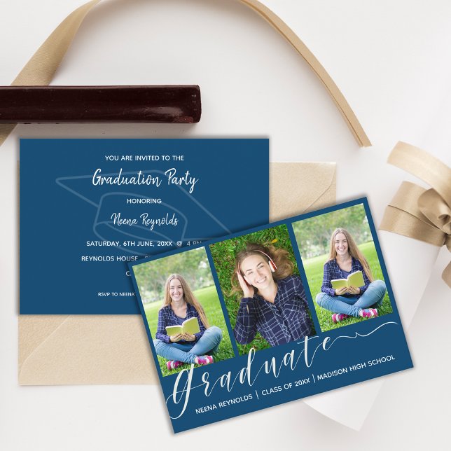 Multi-Foto 2025 Graduation Party Mini Einladung (Multi Photo 2025 Graduation Party Mini Invitation)