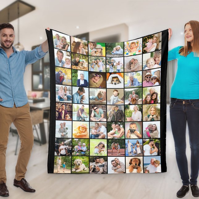 Multi-Foto-48-Bild-Gitter-Collage Schwarz Fleecedecke (Von Creator hochgeladen)