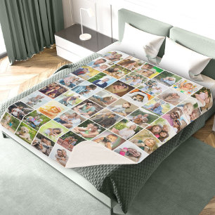 Multi Foto 48 Bilder Gitter Collage Weiß Sherpadecke