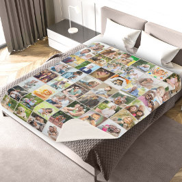 Multi-Foto 48 Picture Grid Collage Beige Sherpadecke