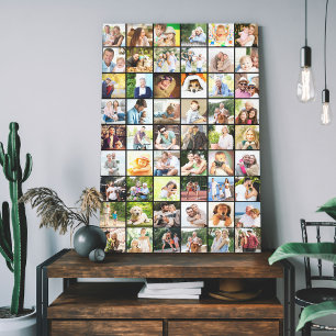 Multi-Foto-54-Bild-Gitter-Collage Schwarz Leinwanddruck