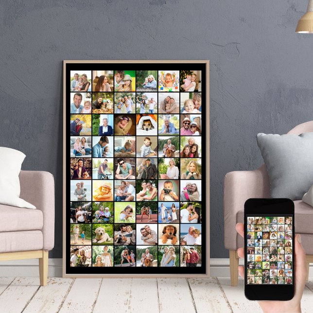 Multi-Foto-54-Bildraster-Collage Schwarz Poster (Von Creator hochgeladen)