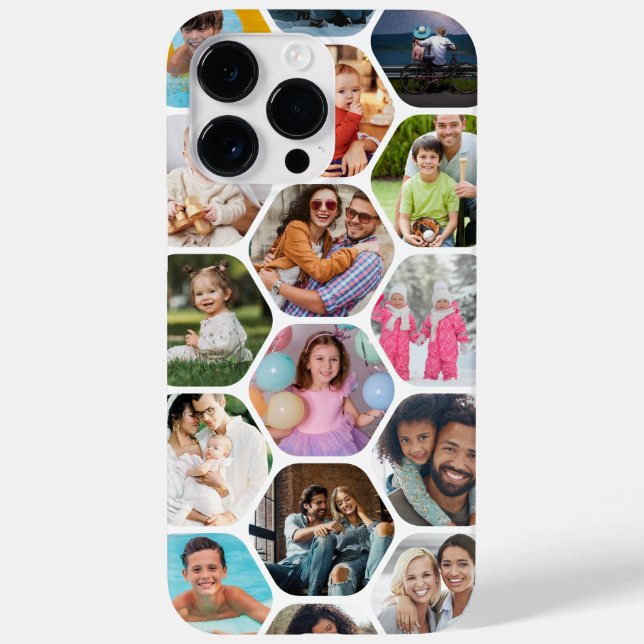 Multi Foto Collage Einfaches modernes Hexagon-Must Case-Mate iPhone Hülle (Rückseite)