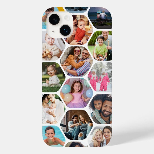 Multi Foto Collage Einfaches modernes Hexagon-Must Case-Mate iPhone Hülle (Rückseite)