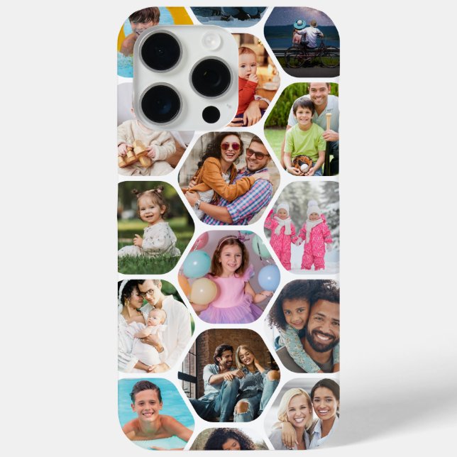 Multi Foto Collage Einfaches modernes Hexagon-Must Case-Mate iPhone Hülle (Rückseite)