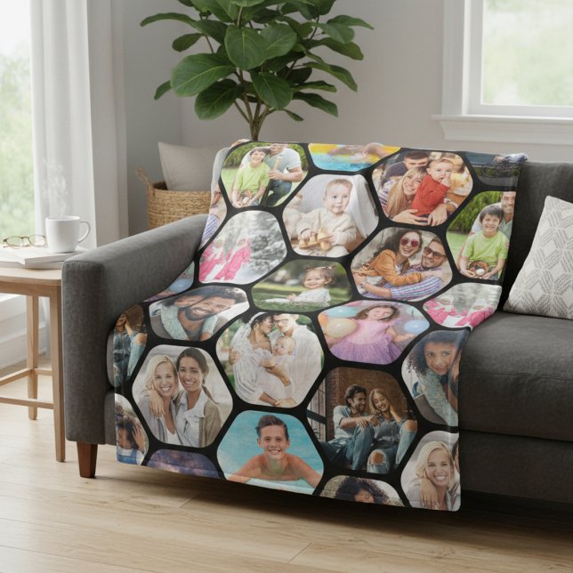 Multi Foto Collage Einfaches modernes Hexagon-Must Fleecedecke (Von Creator hochgeladen)