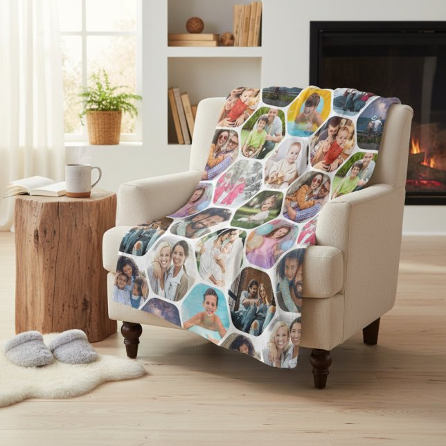 Multi Foto Collage Einfaches modernes Hexagon-Must Fleecedecke (Von Creator hochgeladen)
