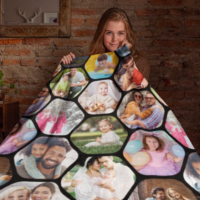 Multi Foto Collage Einfaches modernes Hexagon-Must Fleecedecke (Von Creator hochgeladen)