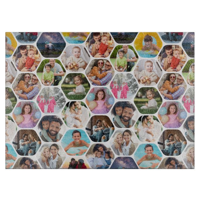 Multi Foto Collage Einfaches modernes Hexagon-Must Schneidebrett (Vorderseite)