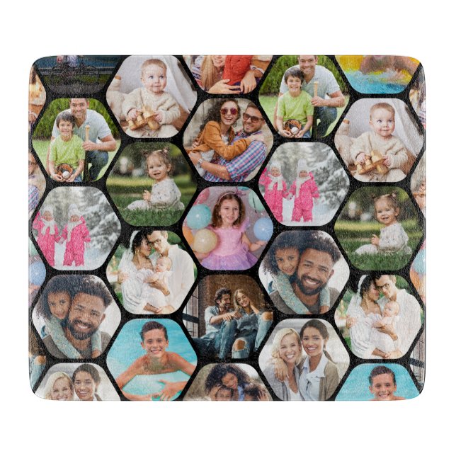 Multi Foto Collage Einfaches modernes Hexagon-Must Schneidebrett (Vorderseite)
