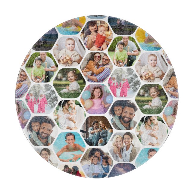 Multi Foto Collage Einfaches modernes Hexagon-Must Schneidebrett (Vorderseite)