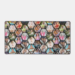 Multi Foto Collage Einfaches modernes Hexagon-Must Schreibtischunterlage