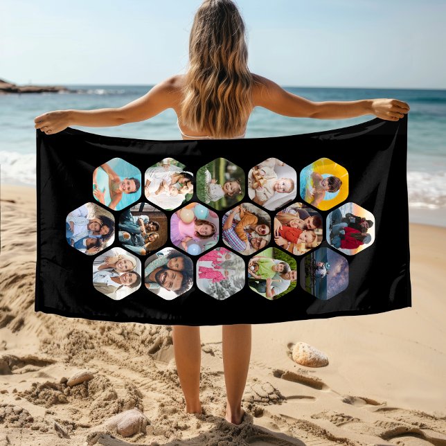 Multi Foto Collage Einfaches modernes Hexagon-Must Strandtuch (Von Creator hochgeladen)