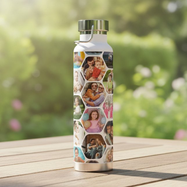 Multi Foto Collage Einfaches modernes Hexagon-Must Trinkflasche (Von Creator hochgeladen)