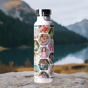 Multi Foto Collage Einfaches modernes Hexagon-Must Trinkflasche