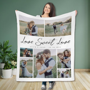 Multi Foto Collage Liebe Sweet Liebe Neu verheirat Fleecedecke