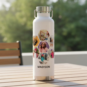 Multi-Foto-Collage Moderne Personalisierte Name Trinkflasche