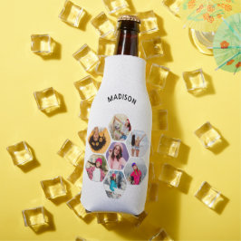 Multi-Foto Collage Moderner Personalisierter Name Flaschenkühler