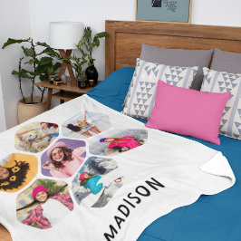 Multi-Foto Collage Moderner Personalisierter Name Fleecedecke