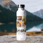 Multi-Foto Collage Moderner Personalisierter Name Trinkflasche<br><div class="desc">Multi Foto Collage Moderne Personalisierte Name Wasser Flasche bietet eine Foto-Collage von neun Ihrer Lieblings-Fotos. Personalisiert mit Ihrem Namen in modernem schwarzen Skript. Perfekt zum Geburtstag, Weihnachten, Muttertag, Vatertag, Großeltern, Bruder, Schwester, bester Freund und vieles mehr. FOTO TIPP: Zentrieren Sie Ihre Fotos vor dem Hochladen nach Zazzle. Entworfen von ©Evco...</div>