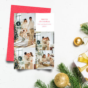 Multi Foto Collage Red Polka Dots Retro Weihnachte Feiertagskarte