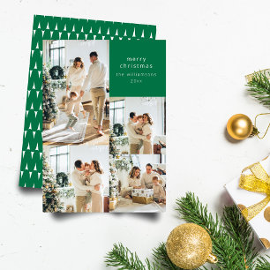Multi-Foto-Collage Retro-Grün-Muster Weihnachten