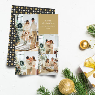 Multi-Foto-Collage Retro Schwarz Gold Weihnachten