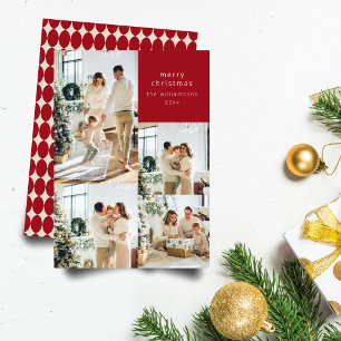 Multi-Foto-Collage rote Troddeln Retro-Weihnachten Feiertagskarte