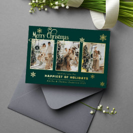 Multi Foto Collage Tief grüne goldene Fohlen Schne Folien Feiertagskarte