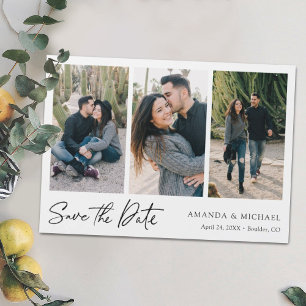 Multi Foto Collage Wedding Speichern Sie das Datum Magnetkarte