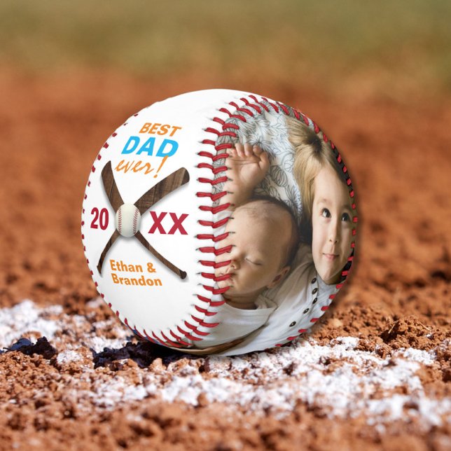Multi Foto Custom Best Vater Jeden Vatertag Baseball (Von Creator hochgeladen)